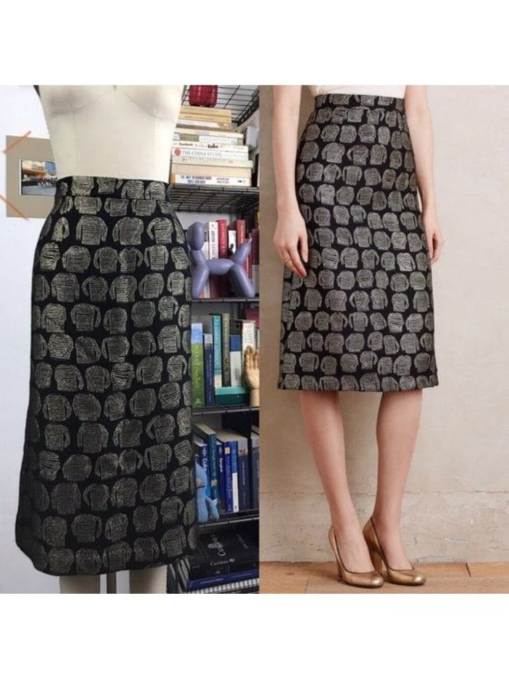 Anthro Motala Midi Skirt Drawn Stripes Sam & Lavi